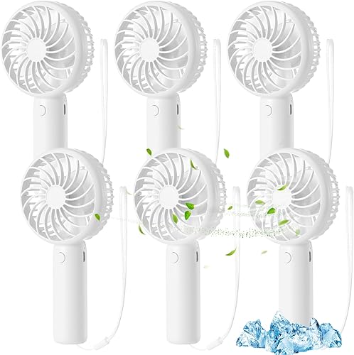 Miniatura 33 de 6 piezas Mini Ventilador de Mano Potente 3 velocidades Ventilador Personal Pequeño Portátil Recargable con Base USB para Mujeres Maquillaje de