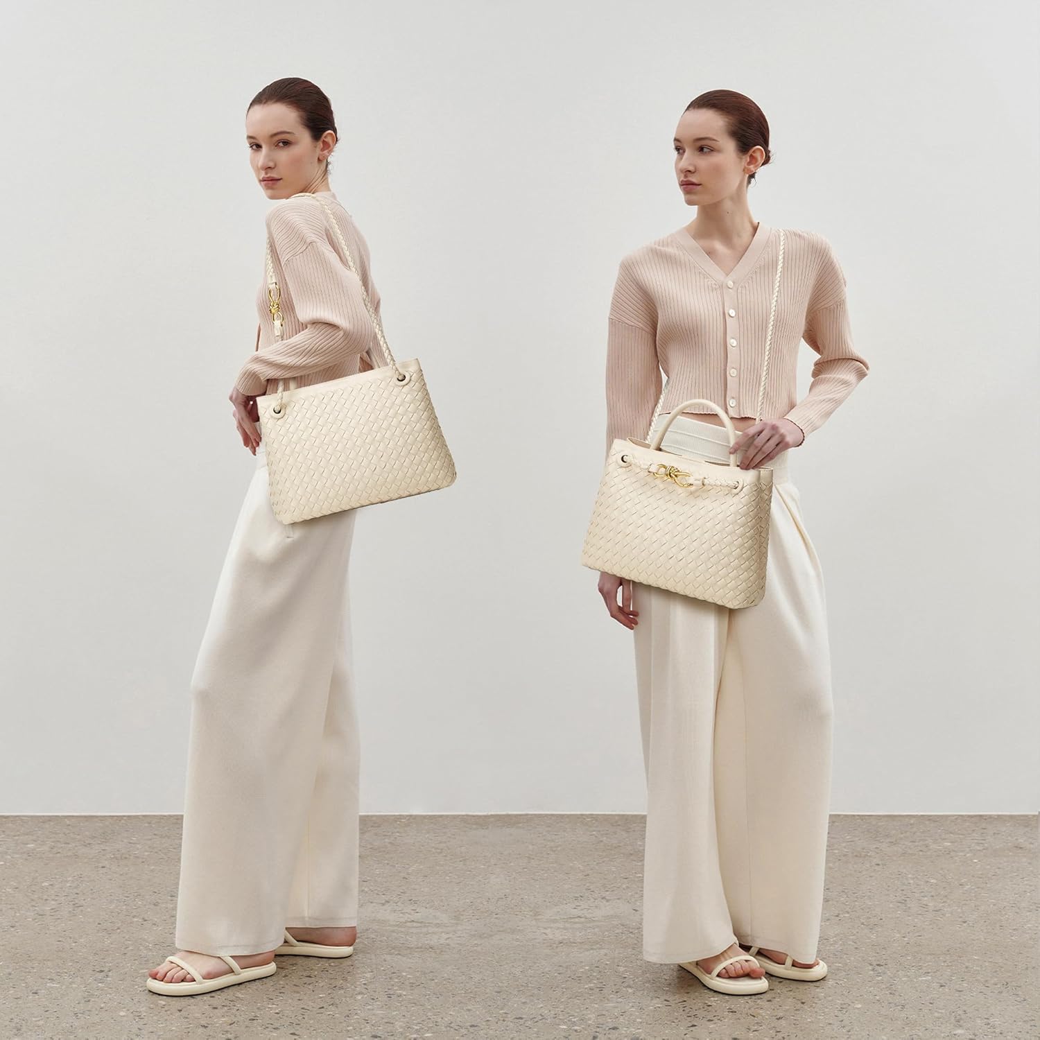 BOYATU Woven Tote Bag Womens Purse: Vegan Leather Shoulder Handbags - Fashion Summer Beach Tote Bags - Large Travel Totes - Image 2