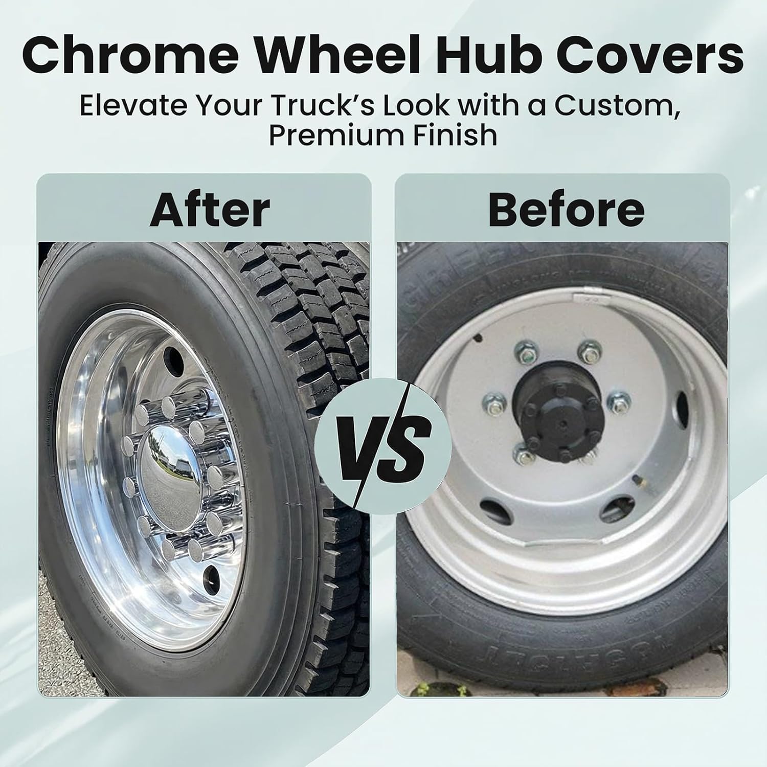 SEPEY 33mm Cylinder Axle Cover Set Chrome Rear Axle Complete Wheel Cover Set Removable Hub Caps Screw-on Lug Nut Covers for Semi Truck (4 Rear)