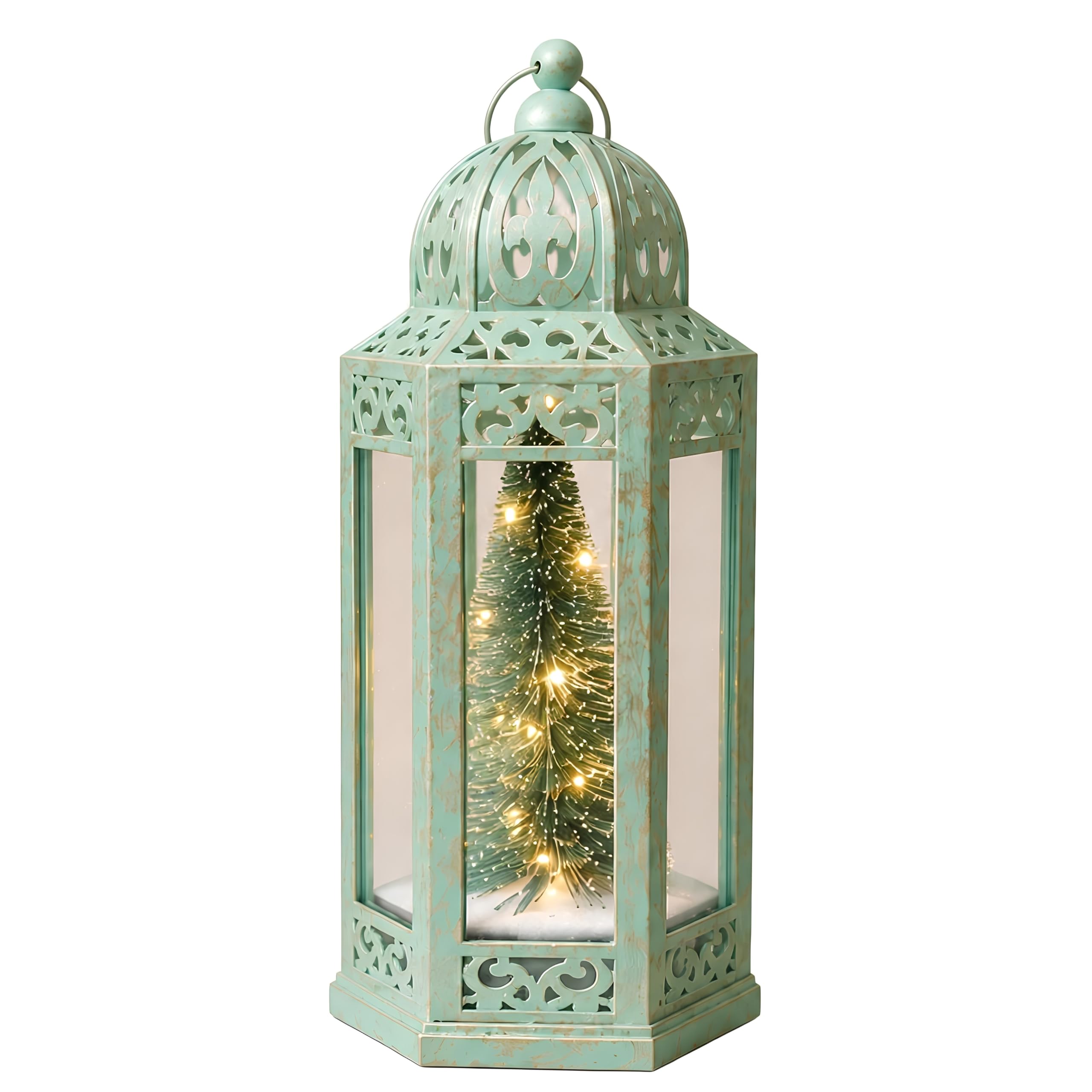 LED Christmas Tree Lantern Green Battery Operated 30cm Xmas Light Decor
