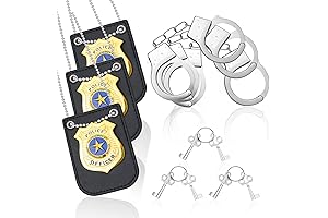 RUMIA Police Party Favors Set - Badge Handcuffs Keys Role Play Accessory Set