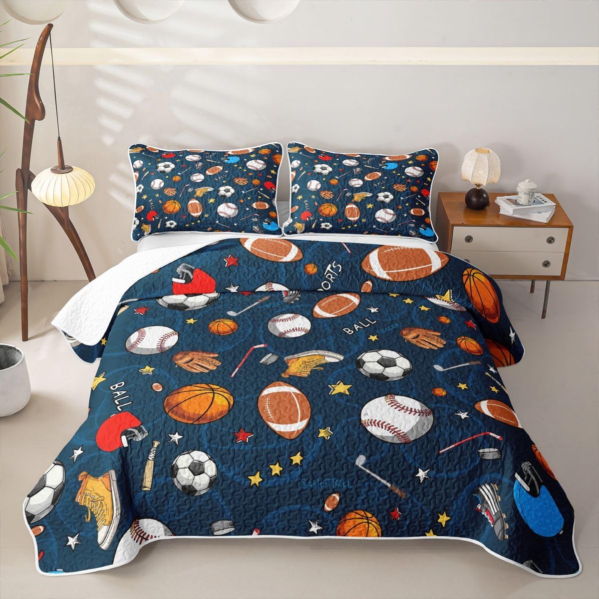 Feelyou Duck Camouflage Bedspread Quilt Set Queen Size Kids Boys Girls