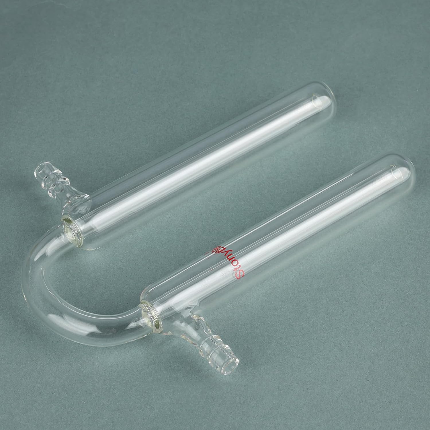 stonylab U-Shape Glass Gas Bubbler, Reverse Flow U-Shape Oil Bubbler Glass Adapter with Two Reservoirs, 10 mm Hose Connection, High Borosilicate Glass for Lab Gas Reaction, Purification, and Drying