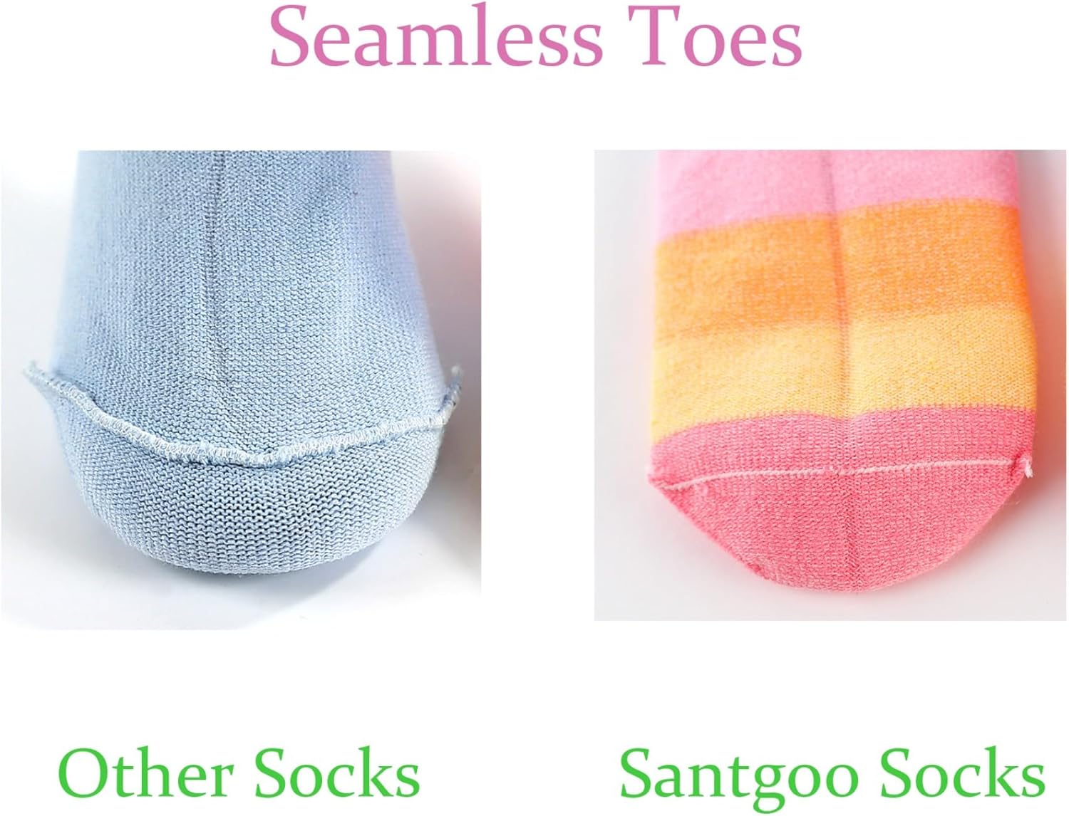 Girls Seamless Socks Rainbow Stripes Cotton Socks Kids Casual Athletic Socks For School - Image 4