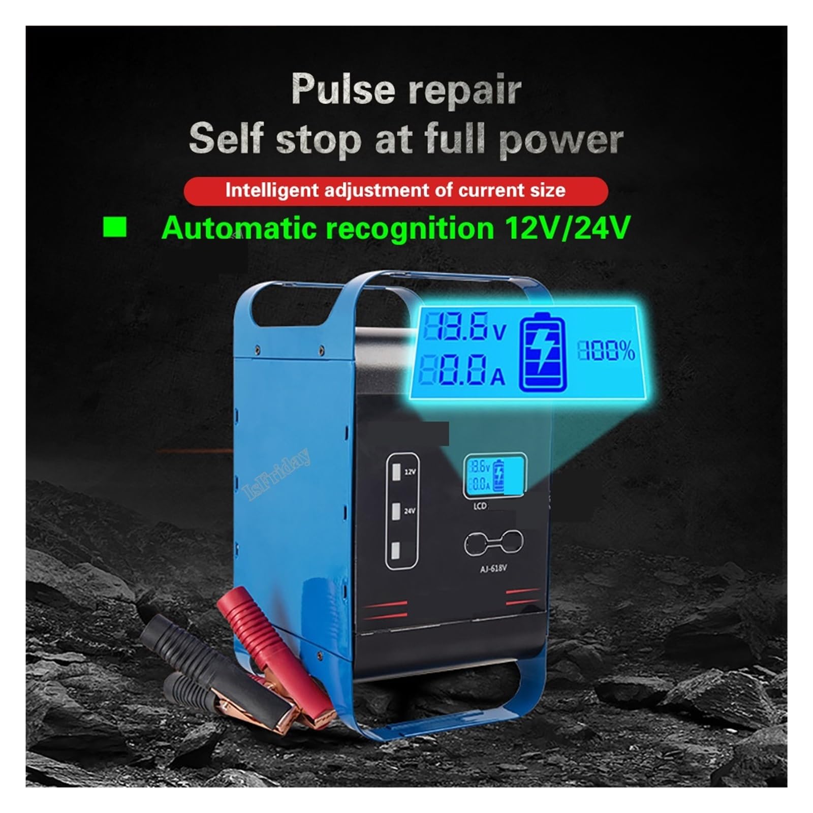 Chargeur De Voiture 400W/600W 12V 24V Camion Batterie Automobile 50A/30A for Au Plomb Facile à Utiliser(Yellow)