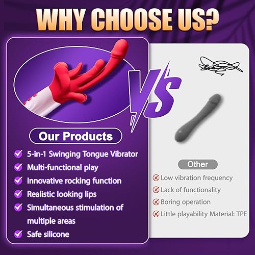 Miniatura 5 de Juguete sexual para mujer con vibrador de punto G, vibrador de lengua para adultos, con 10 lamidas de lengua y 5 columpios rítmicos y modos de