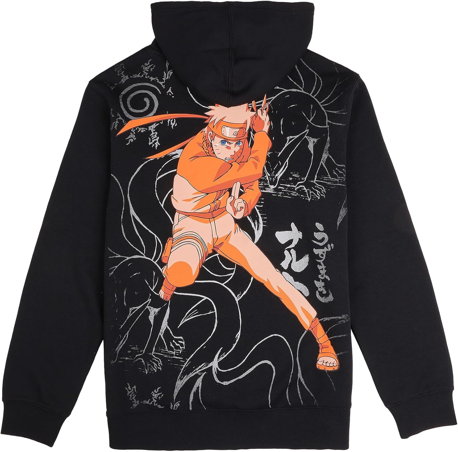 Bioworld Naruto Shippuden Naruto Combat Pose Men's Black Long Sleeve Hooded Sweatshirt - Image 3