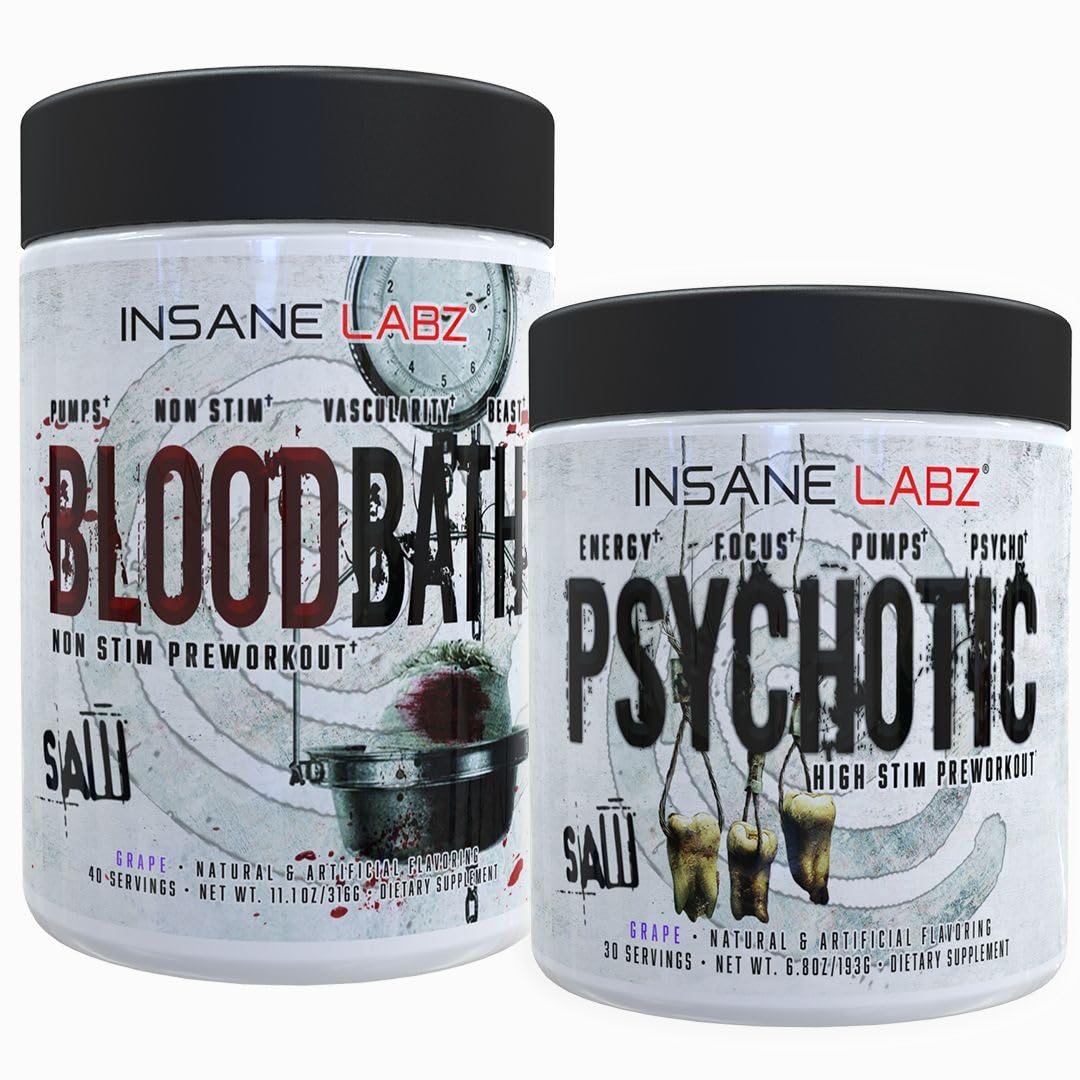 Insane Labz Psychotic Saw® and Bloodbath Pre Workout Nitric Oxide Booster Stack, Increase Muscle Mass, Vascularity, Strength, Energy, Focus (Watermelon, 30 Servings) — Amazon image 8