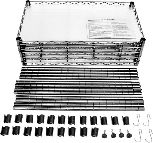 Miniatura 7 de Estantería de alambre ajustable de 5 niveles estante de almacenamiento de metal de 22 x 12 x 60 pulgadas con 4 ganchos organización de estante de