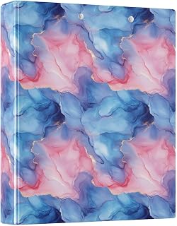 3 Ring Binder 1 Pack Alcohol Ink Binder with 2 Pockets Three Ring Binder with 1.5 inch Round Ring for School or Office Supplies
