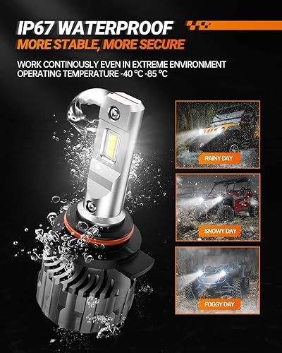 Vista 50 de SEALIGHT - Bombillas 9005/HB3, superbrillantes con 33,000 lúmenes, antiniebla, color blanco frío, 6500K, 60,000 horas de vida útil, ventilador