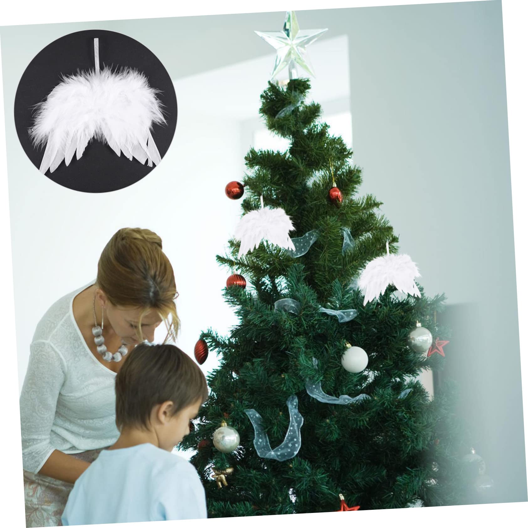 OUNONA 72piezas Adornos De Alas De Ángel para Decoración Navideña Colgantes De para Árbol De Navidad y Escenas Festivas