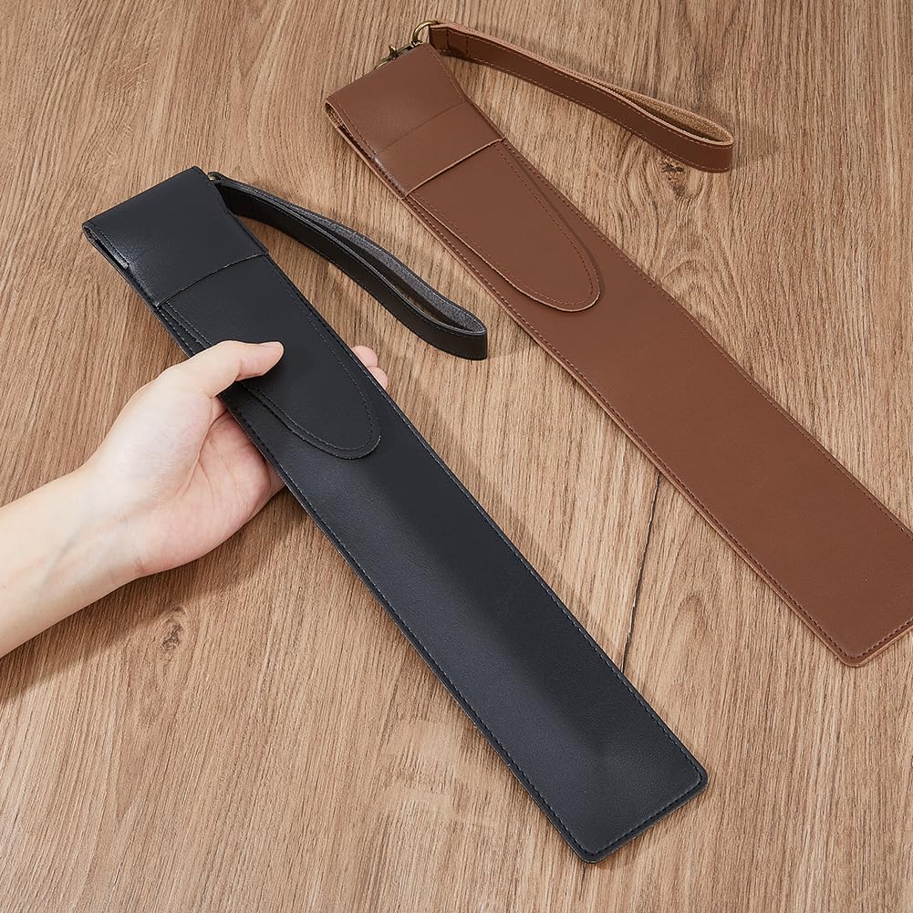 SUPERFINDINGS 2Pcs 2 Colors Drum Stick Bag 41x6.6x1.2cm PU Leather Drumstick Holder Rectangle Drumstick Cover Sleeve Portable Drumstick Cover for Drummer Band - Image 3