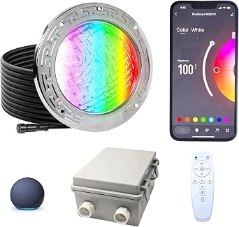 LED Spa Pool Lights for Inground Pool, 6 Inch Smart Remote Control, White and Color Changing, Compatible with Alexa and Google, Premium Pool Light Kit 50ft Cord