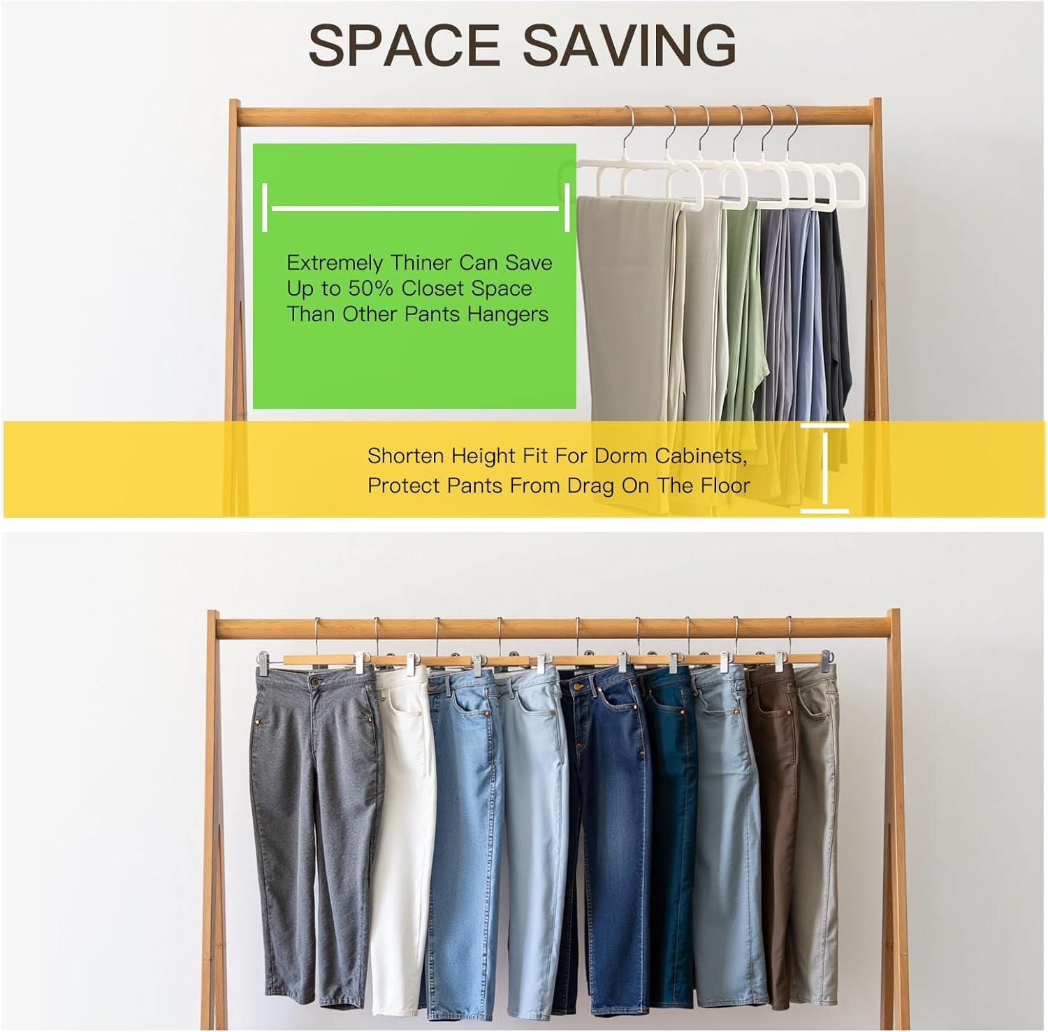 Velvet Hangers Pants Hangers 20 Pack Velvet Pant Hangers,Heavy Duty Felt Hangers for Pants,Jeans,Scarf,Towels,Tank Top,Coat.Closet Organizers and Storage（Beige）