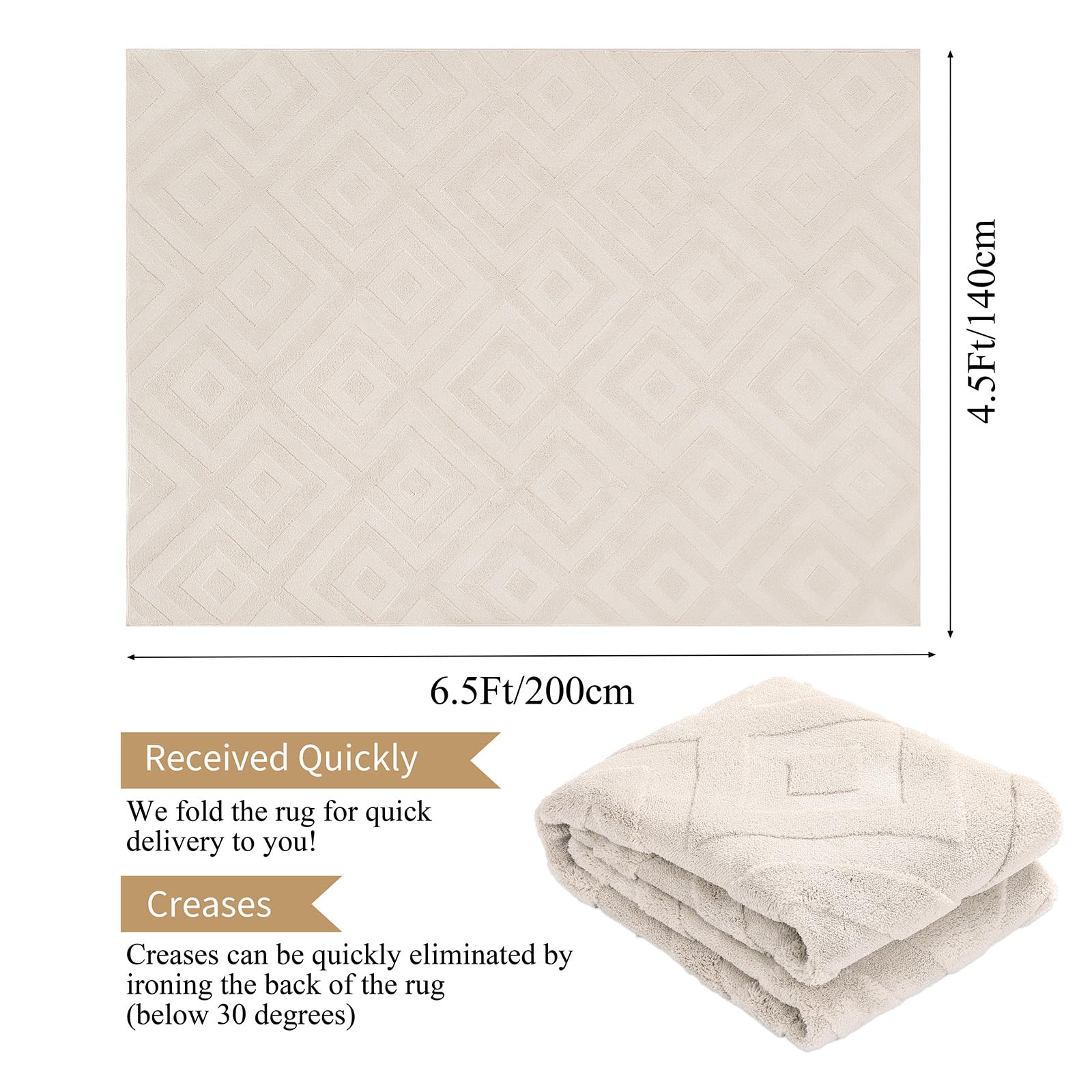 Enyhom Tappeto Salotto Lavabile in Lavatrice 140 x 200 cm, Grande Morbido Tappeto Camera da Letto Geometrico Antiscivolo Tappeti Salotto, Antimacchia Tappeti Soggiorno Moderno