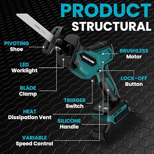 Miniatura 6 de Sierra recíproca inalámbrica para batería Makita de 18V, 3 velocidades variables 0-3500 motor sin escobillas, cambio de hoja sin herramientas, kit
