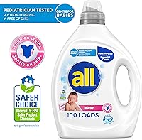 Vista 2 de all Baby, Gentle for Baby, Liquid Laundry Detergent, Hypoallergenic for Sensitive Skin, Concentrated, 75oz, 100 Loads