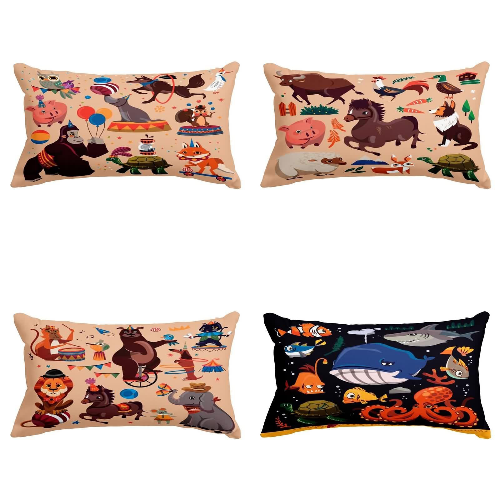 Housse de coussin tropical 50x75cm lot de 4 taies rectangulaires en soie pour jardin et enfant