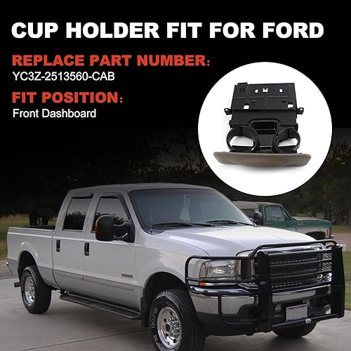 Miniatura 4 de USTAR Portavasos color marrón para Ford F250 F350 F450 F550 Super Duty Excursion 2001-2004 YC3Z-2513560-CAB