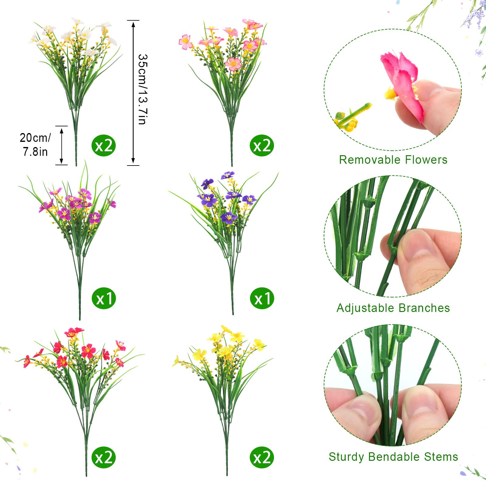 Yueshop Künstliche Blumen, UV-beständige künstliche Pflanzen, für den Außenbereich, realistische Gänseblümchen, Kunstkunststoff, Gänseblümchen, für den Innenbereich, Zuhause, Hochzeit, Veranda