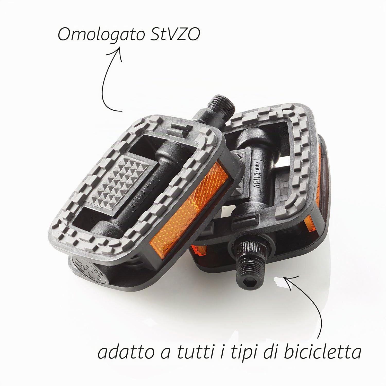 Fischer pedals with anti-slip and reflectors, suitable for all bicycle types, black