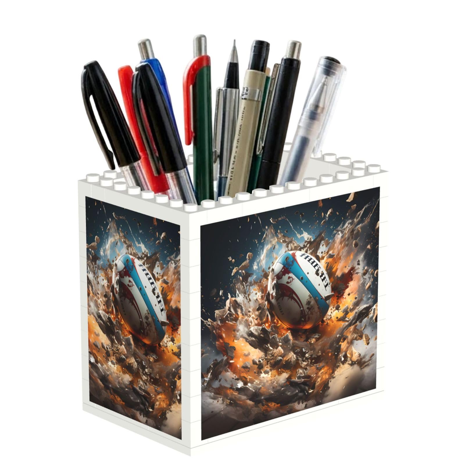 SXZVVBN Rugby on Fire Building Block Desk Tidy ABS Organiser