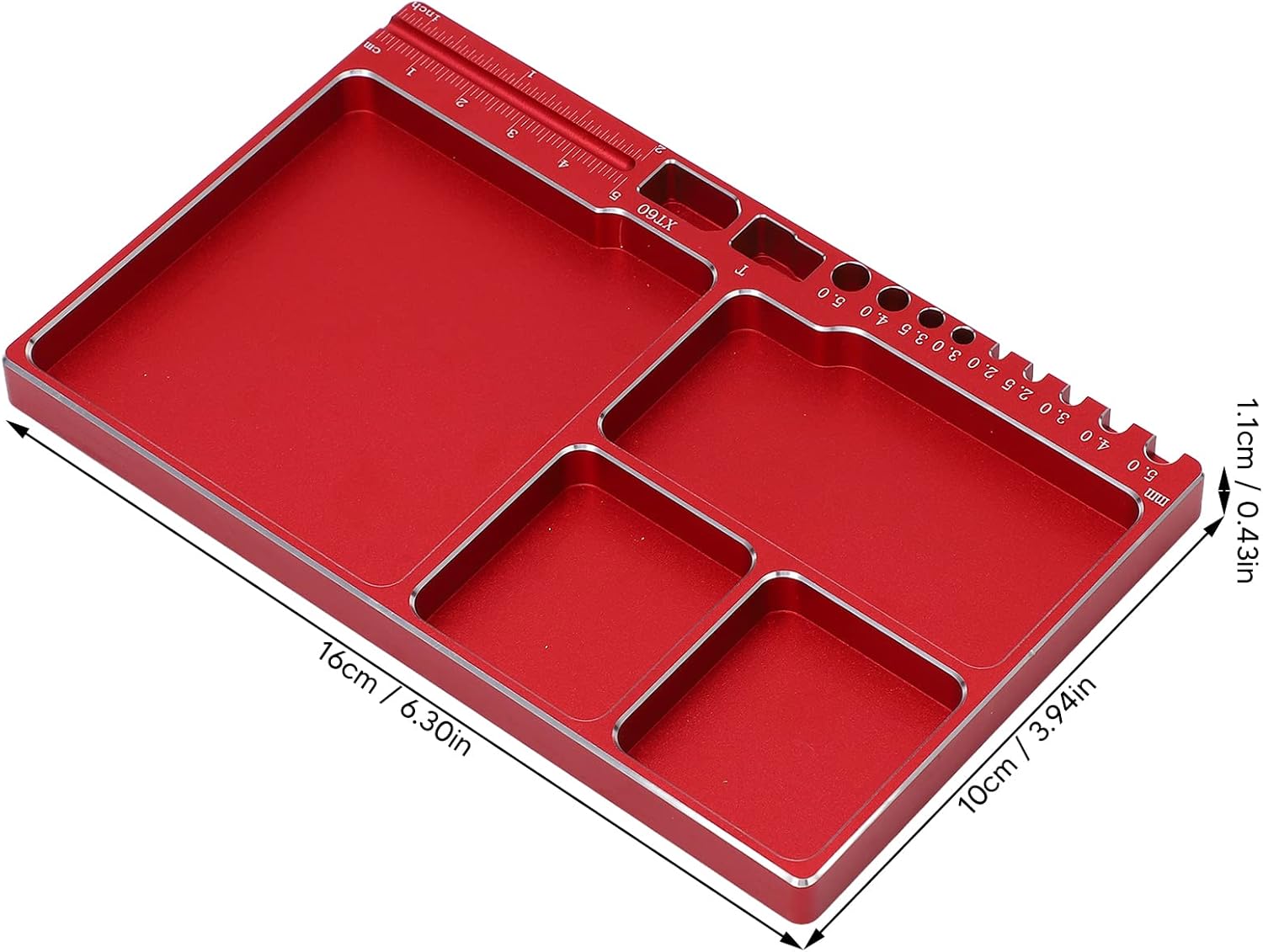 Dilwe RC Aluminium Alloy Magnetic Screw Tray with Pad for RC Model Toy Repair, Electronic Repair Kit Tool Organizer