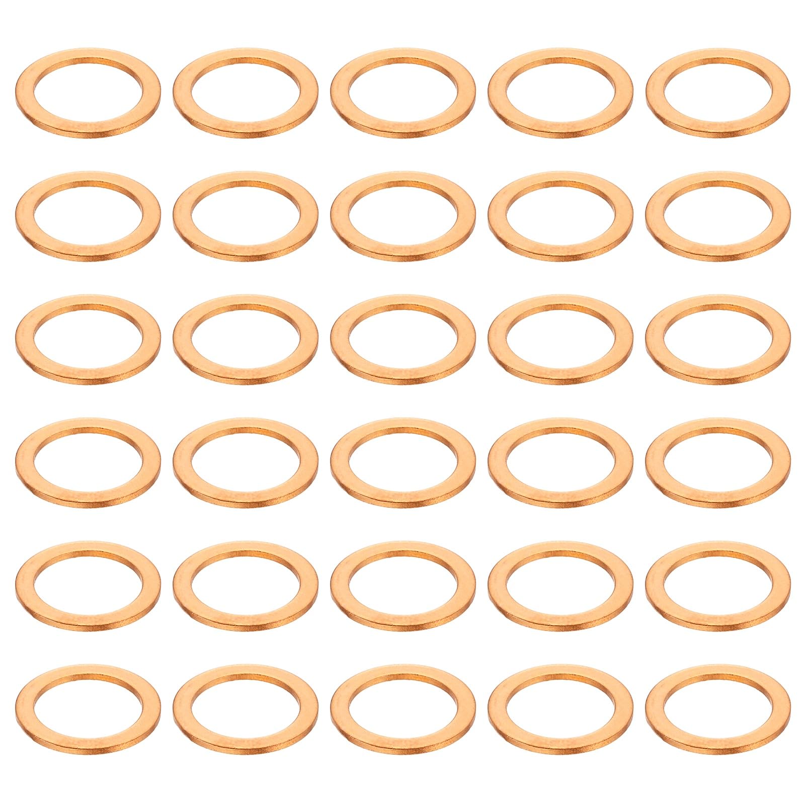 sourcing map 52 Pcs Flat Copper Washers, 13x18x1mm Copper Upgraded Flat Metric Sealing Crush Ring Washers for Hydraulic Fittings Screw Bolt Nut Electronic Repair