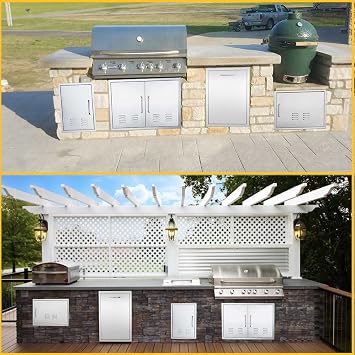 Vented Outdoor Kitchen Doors-27 W x 20 H-Stainless Steel BBQ Single Access Door w/Right Swing,Flush Mount for Outdoor Kitchen and BBQ Island