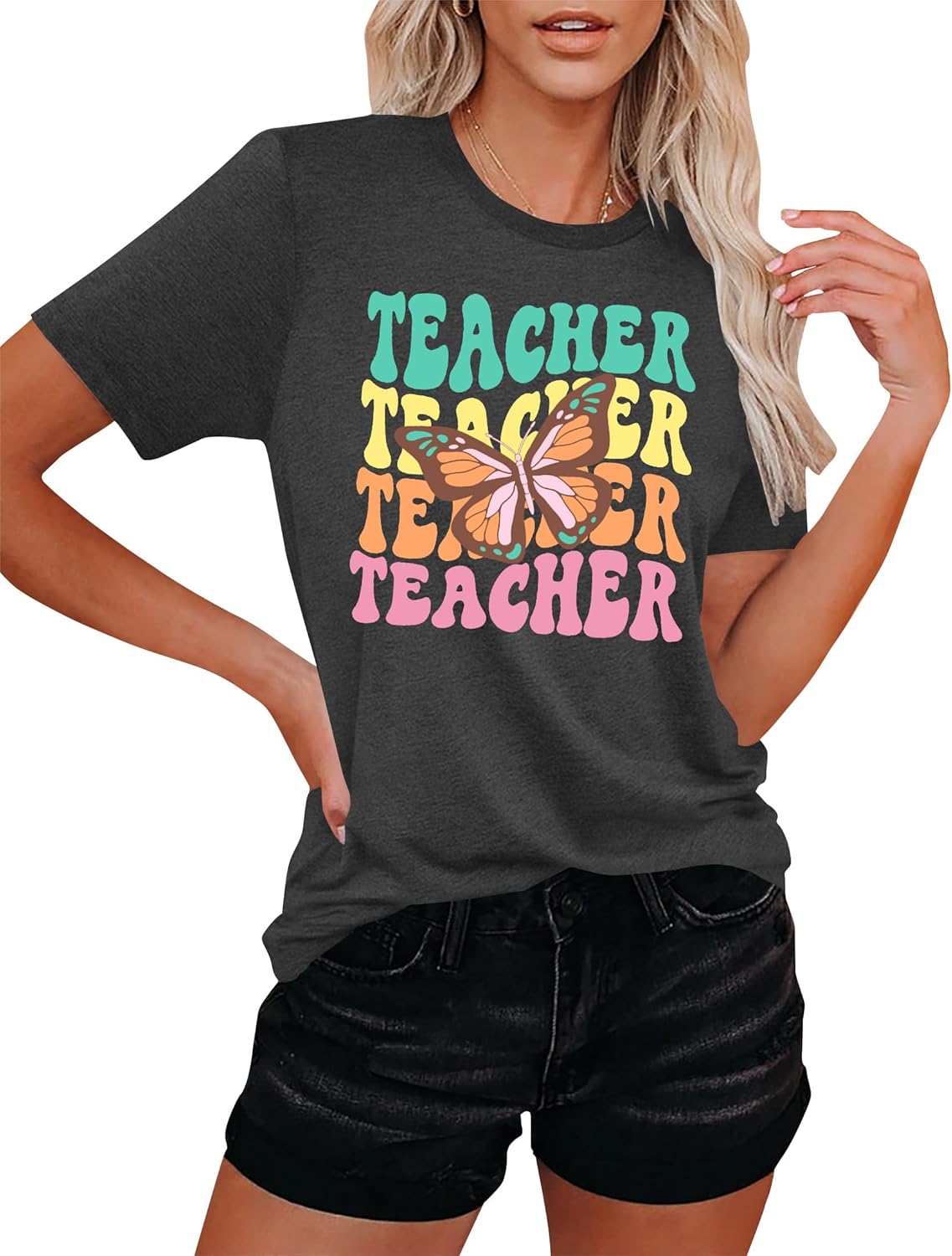 Teacher Shirts Women: Checkered Teach Printed T-Shirt Graphic Teaching Gifts Tees Casual Short Sleeve Tops - Image 2