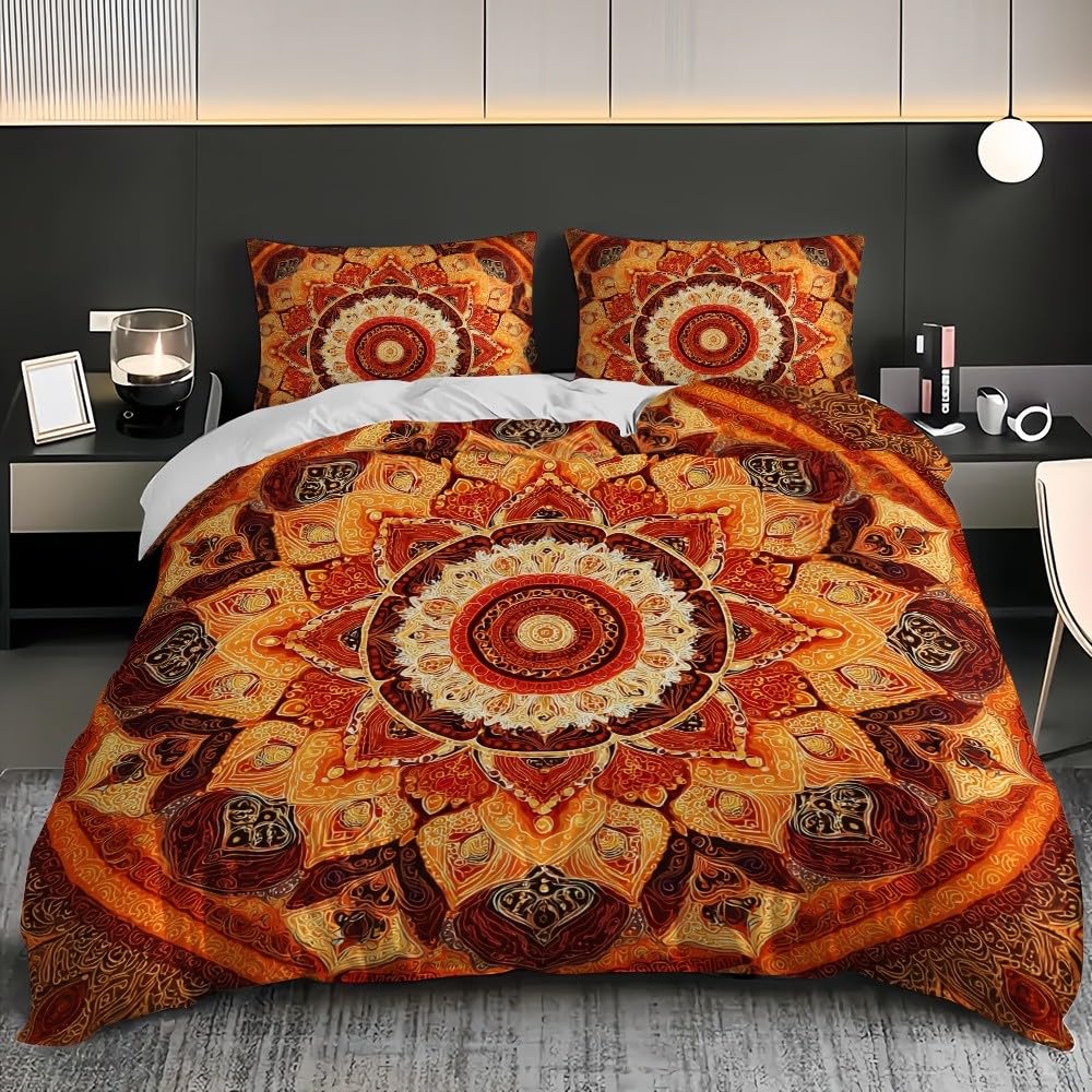 Copripiumino 155x200 cm Colore Arancione 3 pezzi, microfibra ipoallergenica