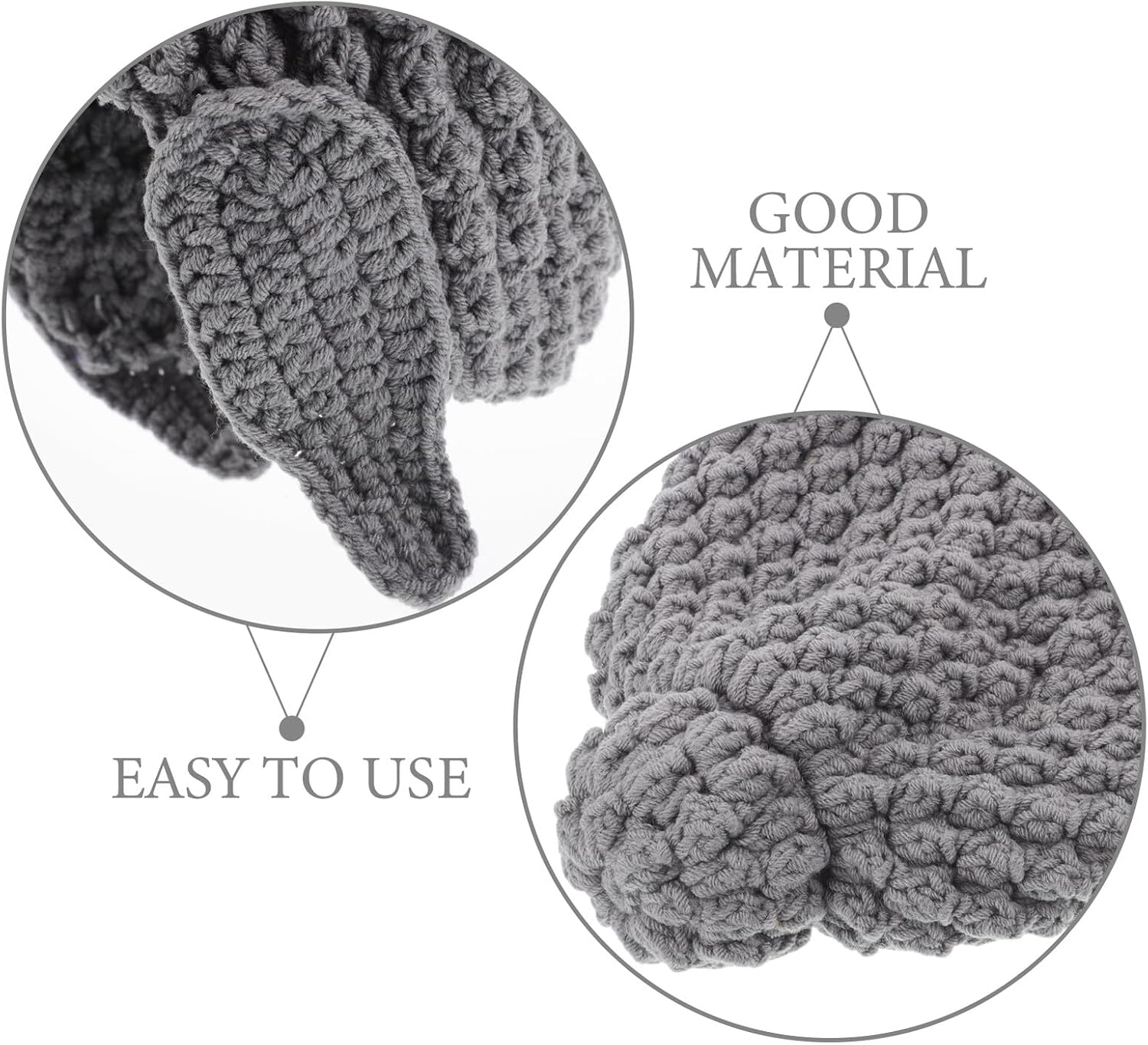 Abaodam Knitted Warm Beanie Hat with Ear Flaps for Women Men, Cute Novelty Woven Winter Cap, Cozy Ear Warmer, Handcrafted Gray Knit Hat for Cold Weather
