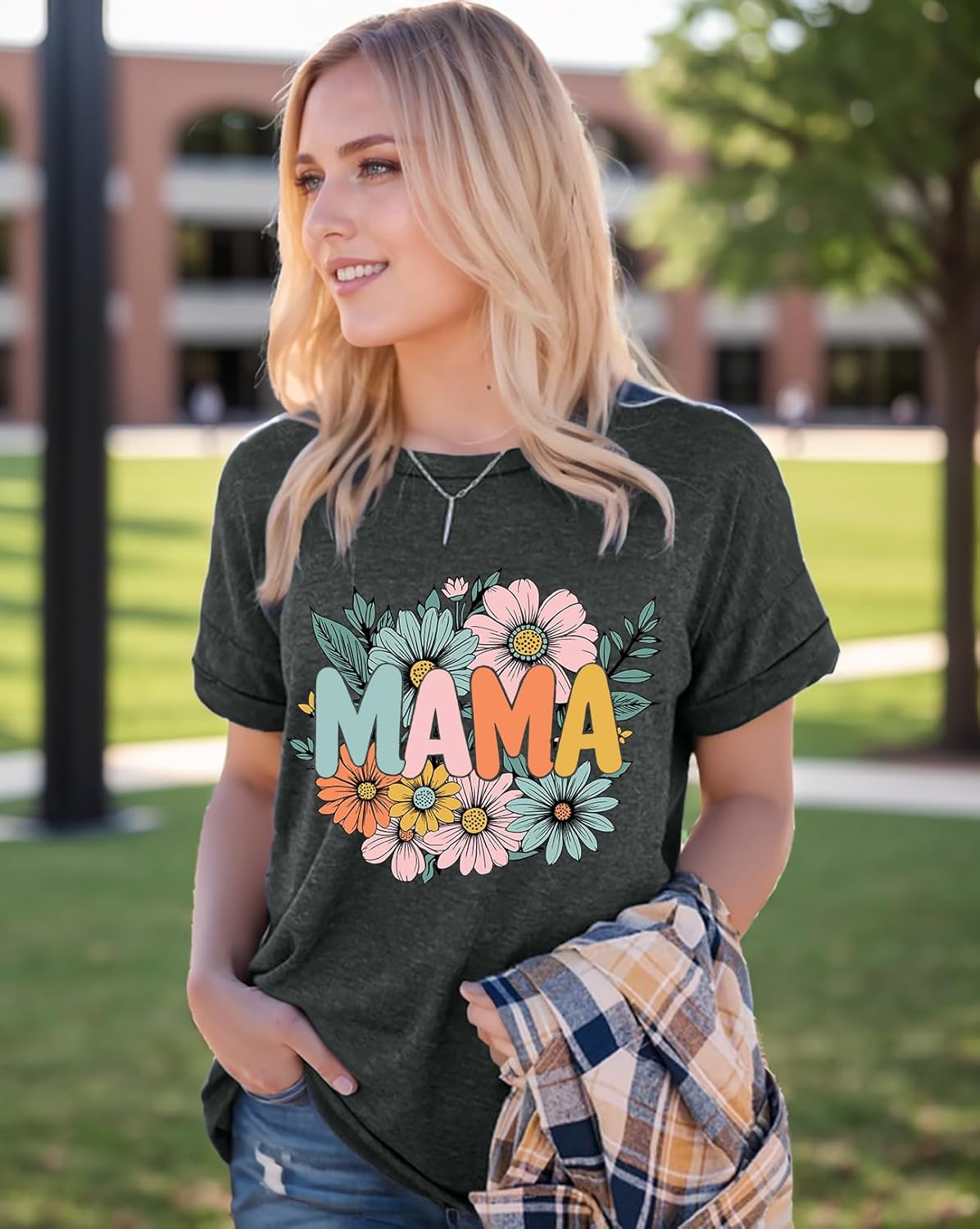 Mama Shirt Women Mama Graphic Tee Funny Mom Letter Print Short Sleeve Tshirt Fashion Summer Tops - Image 2