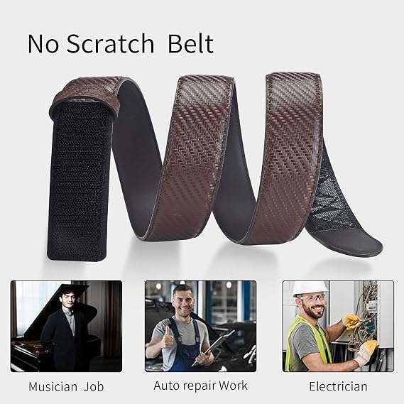 Tsa Approved Non Metal Nickel Free Hypoallergenic Belt Mechanic Buckleless No Scratch Leather Belt 1.38