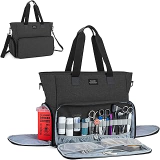 CURMIO Nurse Bag and Tote for Work, Nursing Clinical Bag with Padded Laptop Sleeve for Home Visits, Health Care, Hospice, Bag ONLY, Black (Patent Pending)