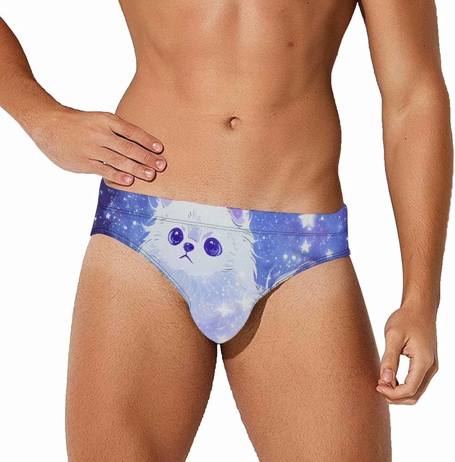 Pomeranian Dog in Galaxy Spaces Men's Swimwear Bikini Swimming Briefs Stretchy Swimsuits Board Surf Shorts Trunks