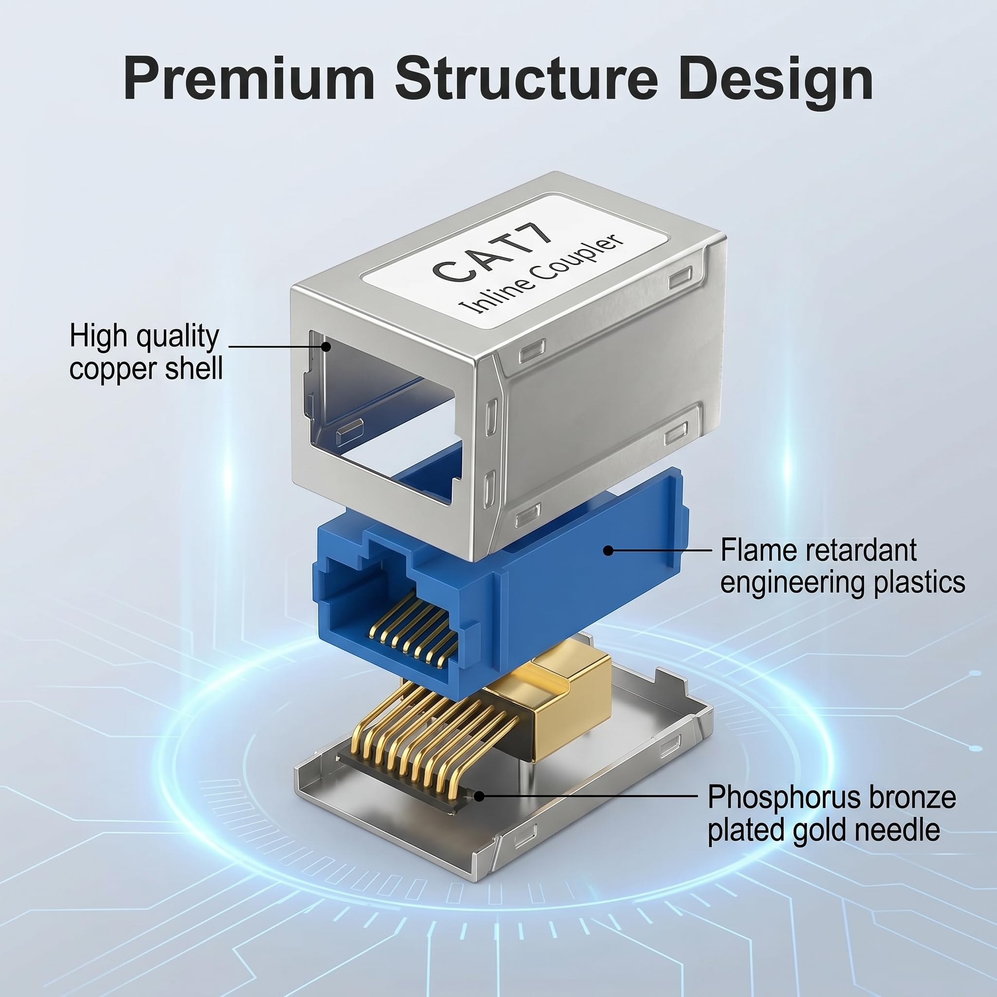 6 Stück RJ45 Kupplung, LAN Verbinder Cat7 Geschirmt Vergoldet, Netzwerkkabel Verbinder für Ethernet Kabel Verlängerung bis 10 Gigabit 600MHz, RJ45 Adapter Buchse auf Buchse für Cat6A Cat6 Cat5e Cat5