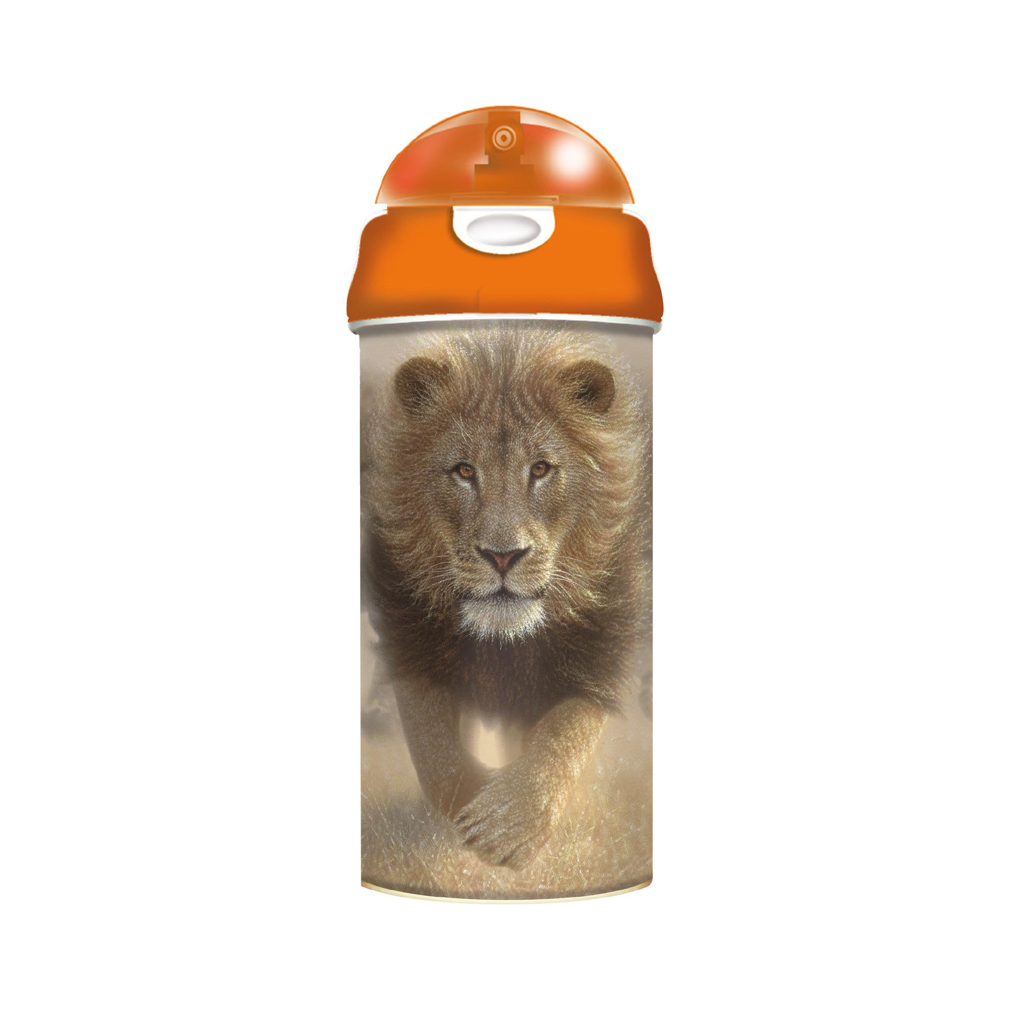 3D Livelife Lion Drinking Bottle - Eat My Dust From Deluxebase. 3D Lenticular 600Ml Bpa Free Reusable Orange Water Bottle With Straw And Flip Top Lid. Leak Proof Animal Drinks Bottles With Design.