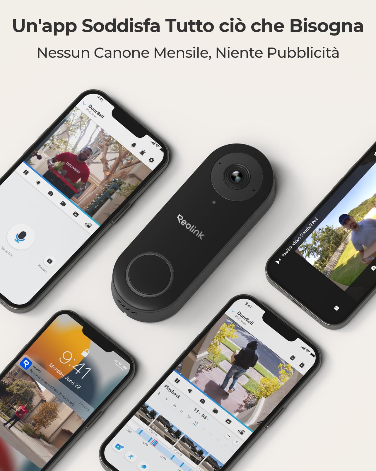 Reolink 5MP cablato Videocitofono PoE con Chime, Vista Diagonale a 180°, Video Campanello Cablato, Rilevamento di Uomo, Avvisi Intelligenti, Audio Bidirezionale, Video Doorbell Supporta microSD, Nero