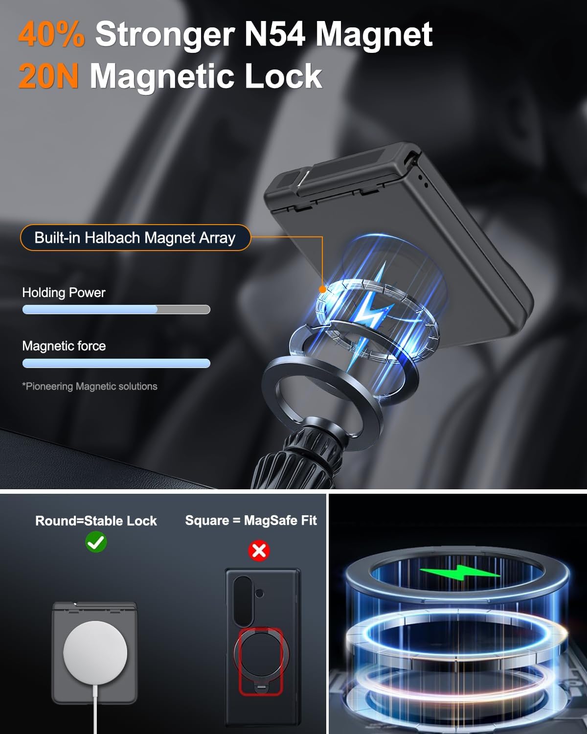 Magnetic for Motorola Razr 2026/2025/2024 Case with Lanyard,Black image 3