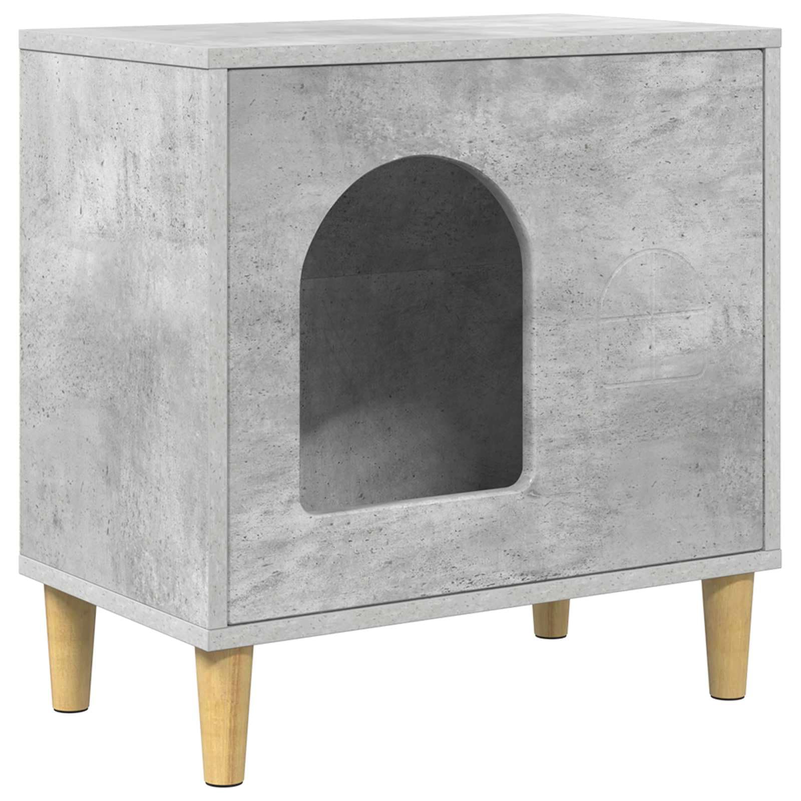 Niche moderne pour chat intérieur en bois d'ingénierie couleur béton 51x30x52 cm