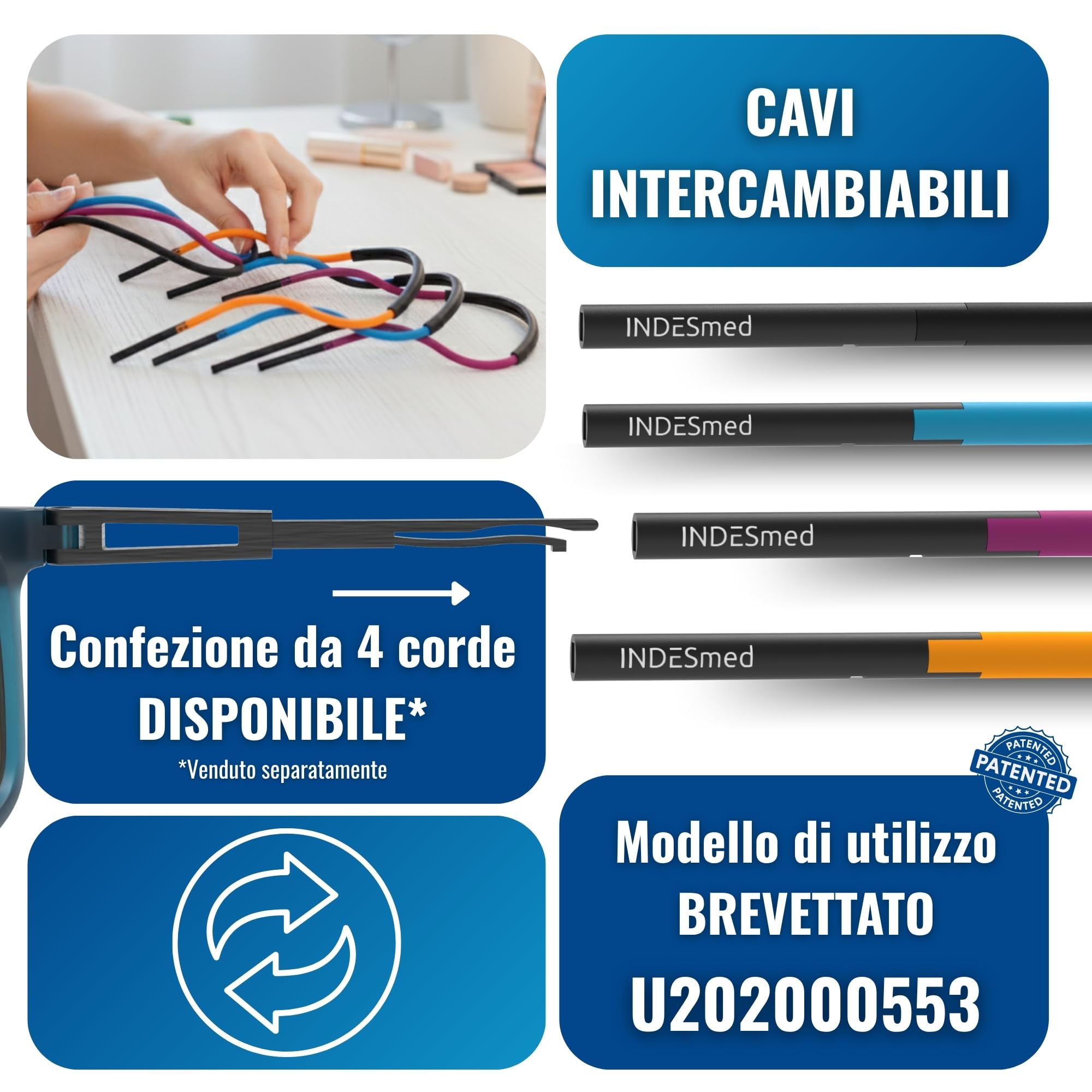 INDESMED Occhiali da Lettura Magnetici con Calamita - Regolabili, Pieghevoli, Colorati e Personalizzabili – Elegante con Filtro Luce Blu, Uomo e Donna - Occhiali clic montatura dalle linee morbide