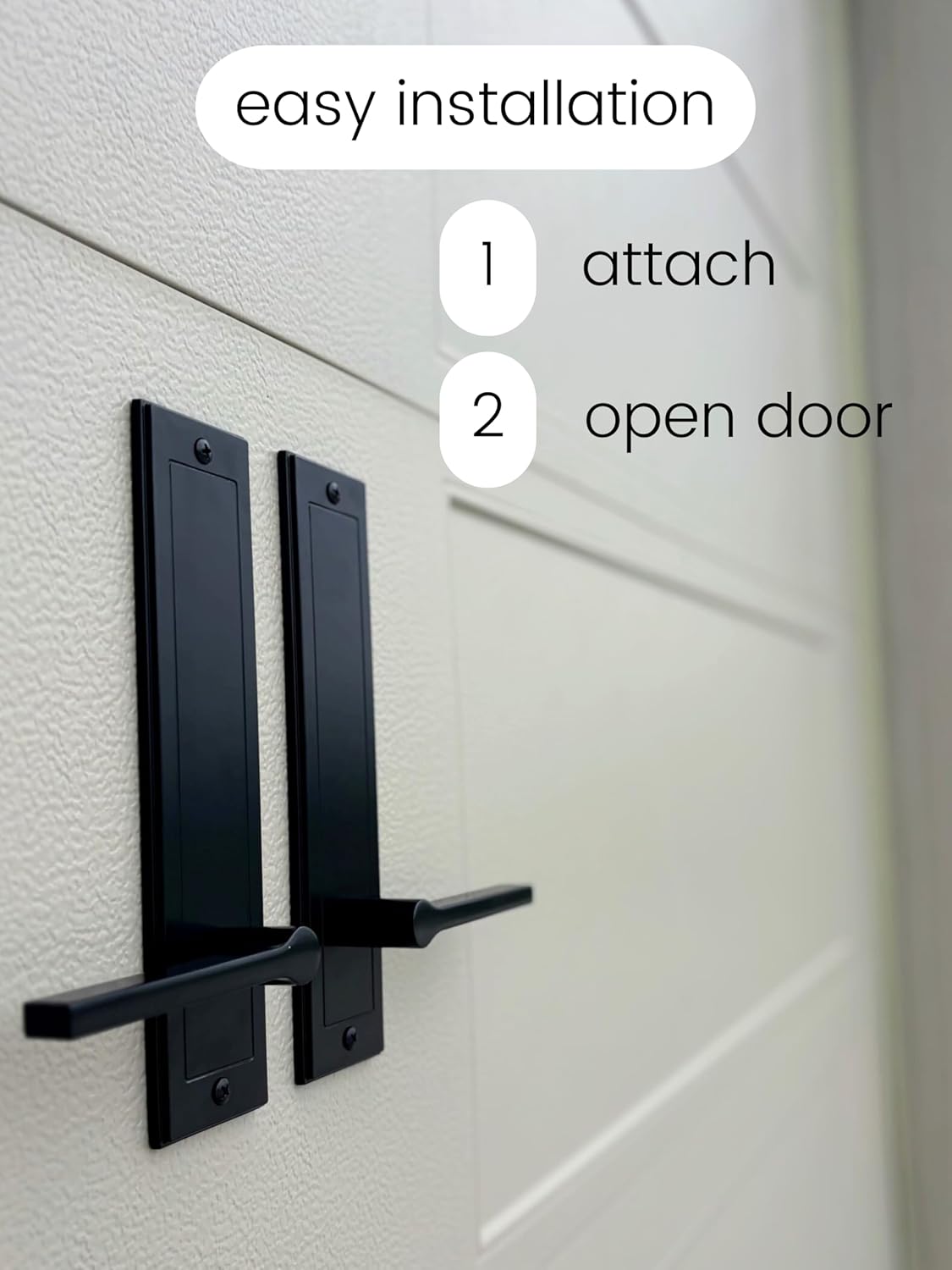 Custom Bold Garage Door Decorative Hardware - New Zinc Metal, Beautiful Lever-Handle Design - Allure Collection, Use Magnets or Screws - Matte Black (Includes 2 Handles)