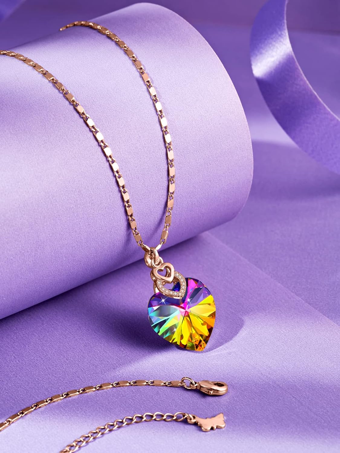 PLATO H 3 Hearts Crystal Necklace for Women, Pendant Engraved Love You - Christmas Wedding Gifts for Her Anniversary Mother's Day Valentine’s Day Birthday - in Gift Box - Image 2