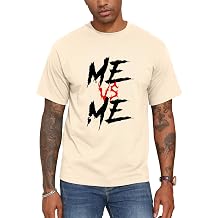 Aiyino Mens Me Vs Me Graphic Tee Inspirational 100% Cotton Casual Top | Me Vs Me Graphic Bold & Powerful Inner Strength Design.
