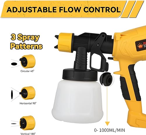 Miniatura 3 de Pistola pulverizadora de pintura eléctrica mejorada, pulverizador de pintura HVLP de alta potencia con 5 boquillas y 3 ajustes de pulverización,