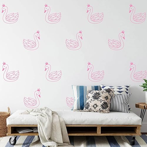 Miniatura 2 de 60 calcomanías de pared de cisnes para guardería, calcomanías de pared de cisne para niños y niñas, decoración del hogar, murales BK008 (rosa)