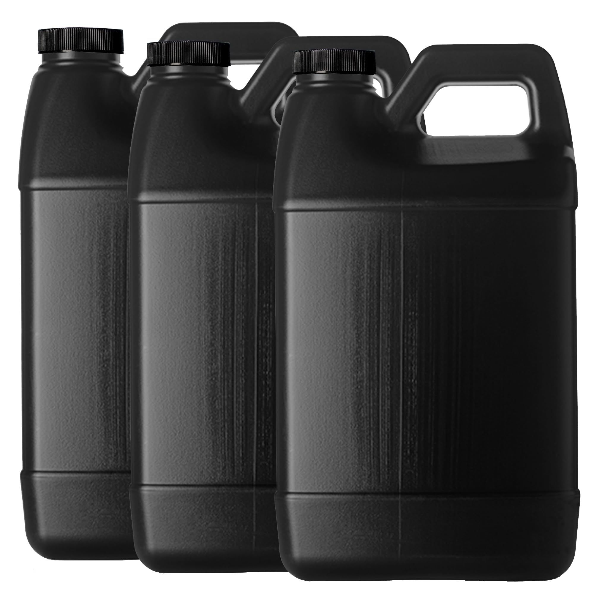 Black 1 Gallon Empty Plastic (HDPE) F-Style Jug | 38/400 Neck with Ribbed Cap (128oz) (3 pack)