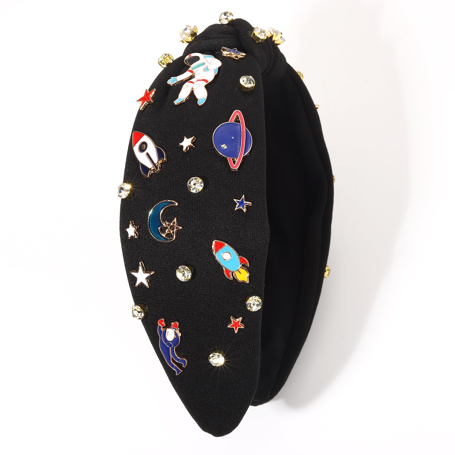mokkia Diademas de astronauta espacial para mujer, Saturno, planeta, cohete, espacial, diadema anudada con diamantes de imitación, estrella, celestial, explorador espacial, accesorios para el cabello